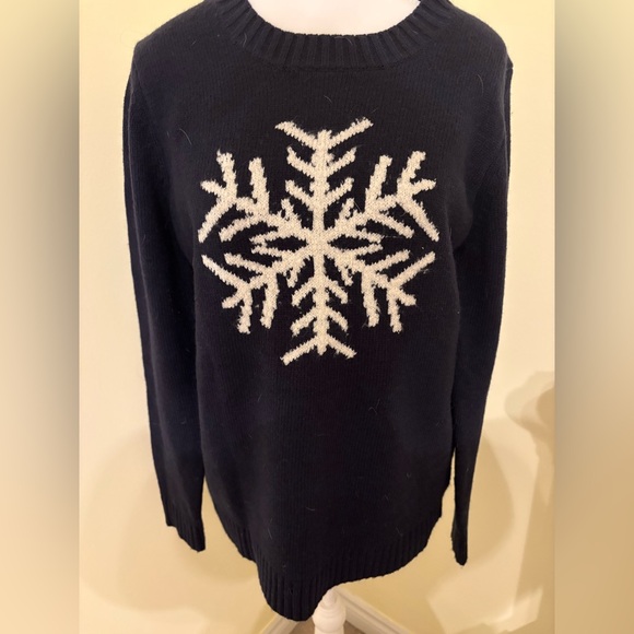 Joe Fresh Navy Blue Sweater with White Snowflake ( slight sparkle to snowflake) - Picture 1 of 3
